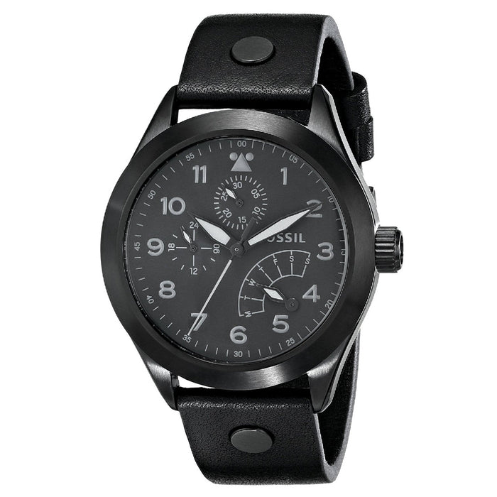 Fossil Men's The Aeroflite Multifunction Leather Watch Black - CH2940