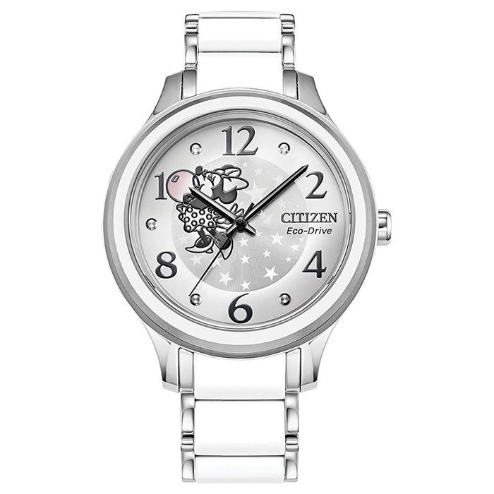 Citizen Womens Eco-Drive Disney Minnie Mouse Silver Dial Multicolor Color Band Watch - FE7079-58W