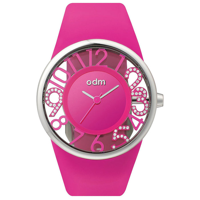 ODM Women's Sky Hour Crystal Analog Stainless Watch - Pink Leather - Pink Dial - DD152C-03
