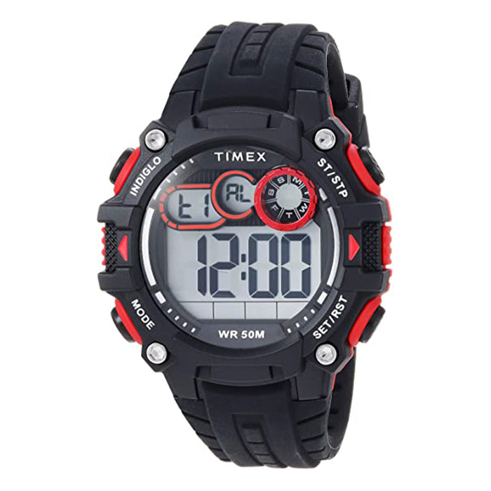 Timex Mens Digit DGTL Gray Black Band Silicone Strap Watch - TW5M27000