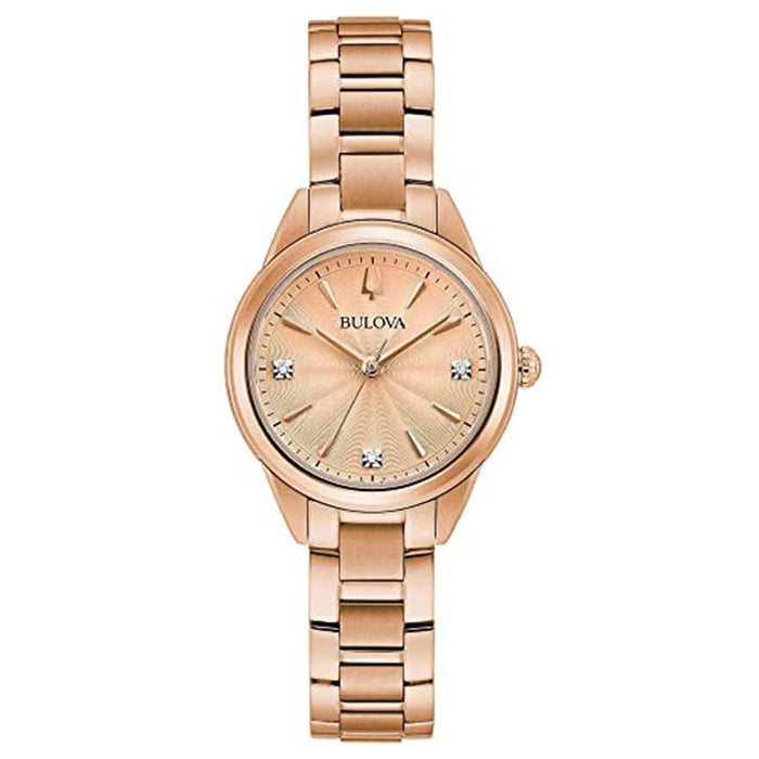 Bulova Womens Diamonds Rose Gold-Tone Classic Sutton Watch - 97P151