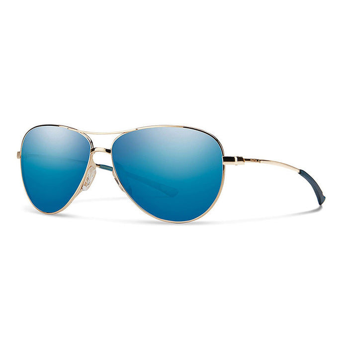 Smith Langley Women's Gold Frame Blue Sol-X Mirror Lens Aviator Sunglasses - LAPCUGMGD