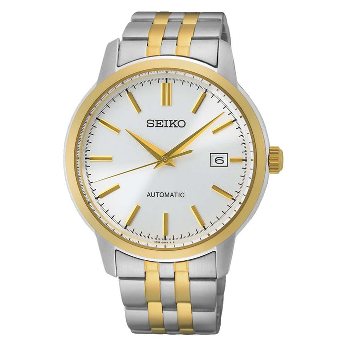 Seiko Men's Silver Dial Two Tone Stainless Steel Band Automatic Watch - SRPH92