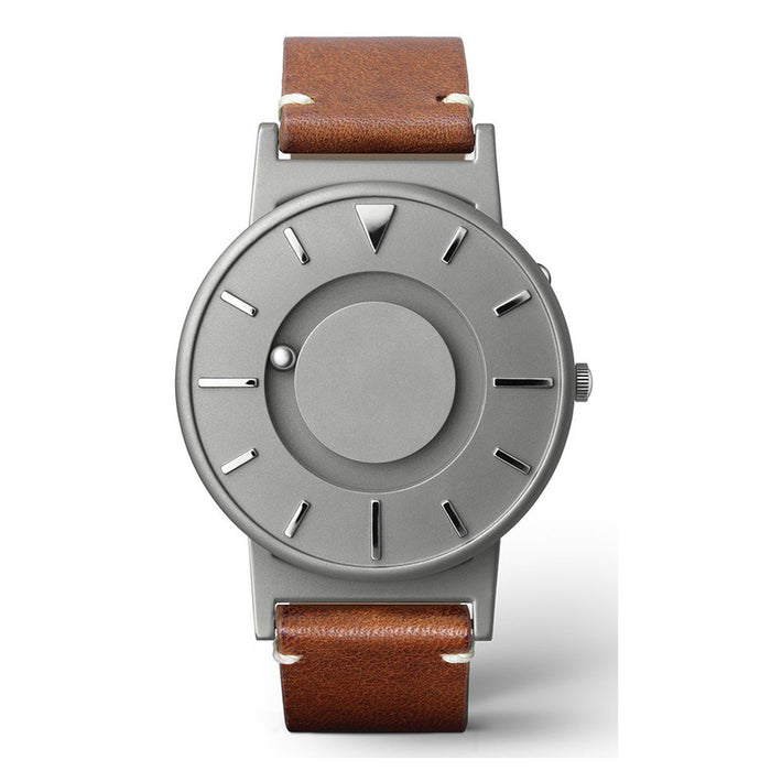 Eone Unisex Stainless Steel Silver Case Brown Leather Band Round Watch - BR-BRWN