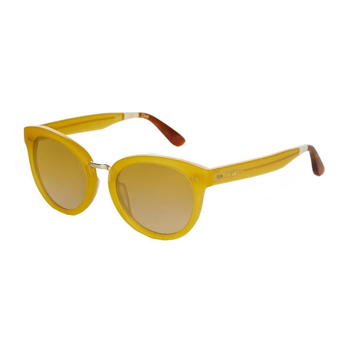 Women Yellow Brown Gradient Frame Lens Round Sunglasses - 10012293