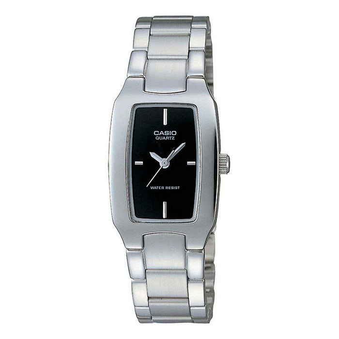 Casio Women's Black Dial Silver Stainless Steel Band Quartz Watch - LTP-1165A-1CDF