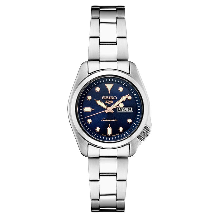 Seiko Men's Blue Dial Silver Stainless Steel Band Automatic Watch - SRE003