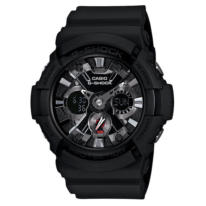 Casio Mens G-Shock Resin Watch - Black Rubber Strap - Black Dial - GA201-1ACR