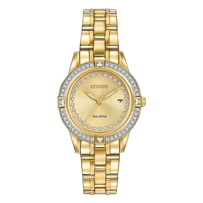 Citizen Eco-Drive Womens Stainless Steel Case and Bracelet Champagne Dial Gold Watch - FE1152-52P
