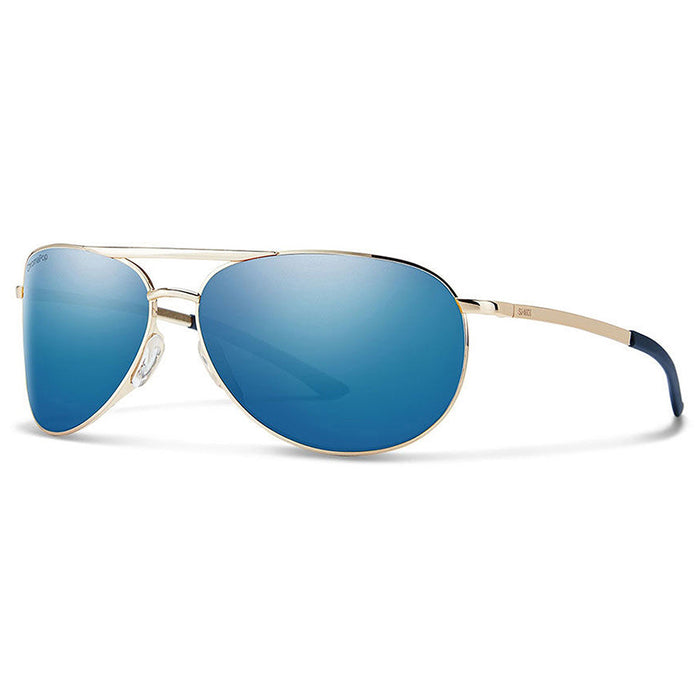 Smith Serpico Slim 2 Women's Gold Frame Blue Mirror ChromaPop Lens Aviator Sunglasses - SS2CPUGMGD