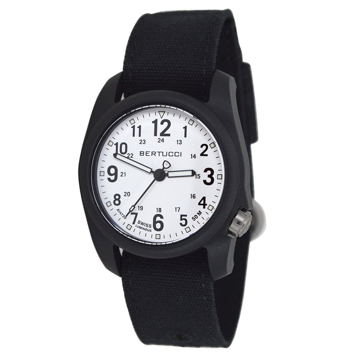 Bertucci Men's DX3 Black Comfort Canvas Band White Analog Dial Quartz Watch - 11095