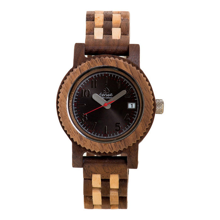 Tense Wood Mini Yukon Mens Wood Case and Bracelet Black Dial Maplewood Watch - M5200WM
