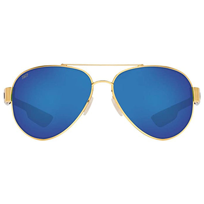 Costa Del Mar Mens South Point Aviator Gold Grey Blue Mirrored Polarized Sunglasses - SO26OBMP