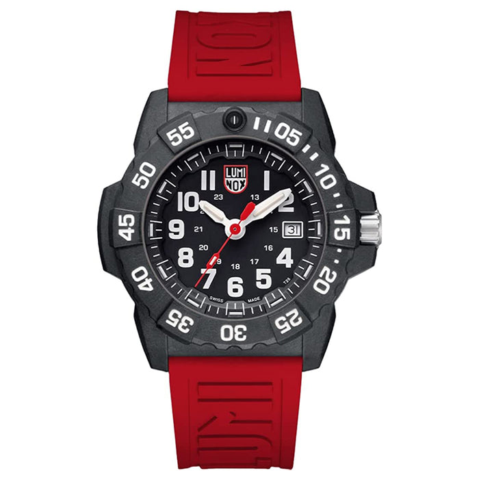 Luminox Men's Black Dial Red Rubber Band Volition Special Edition Navy Seal Red Diving Swiss Quartz Watch - XS.3501.V