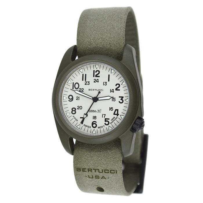 Bertucci Mens A-2CT CERA-TI Foliage Tridura Band Rhino Gray Dial Analog Swiss Quartz Wrist Watch - 12138