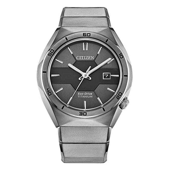 Citizen Mens Eco-Drive Super Titanium Armor Black Dial Gray Band Quartz Watch - AW1660-51H