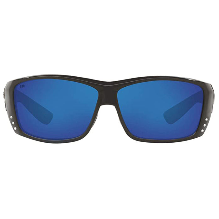 Costa Del Mar Mens Cat Cay Black Resin Frame Polarized Blue Mirrored Sunglasses - AT11OBMGLP