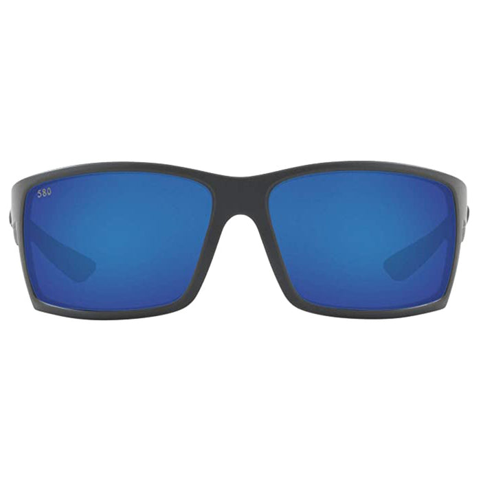 Costa Del Mar Mens Reefton Rectangular Matte Grey Blue Mirrored Polarized Sunglasses - RFT98OBMGLP