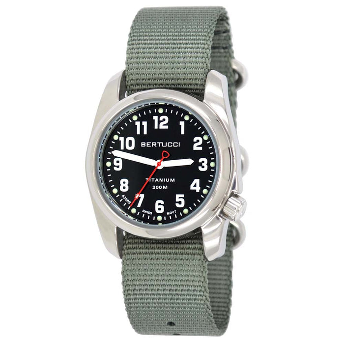 Bertucci A-2T Men's Black Dial Green Nylon Band Japanese Quartz Watch - 12042