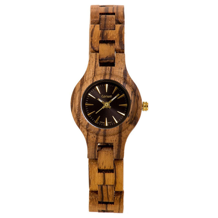Tense Wood Mini Pacific Mens Wood Case and Bracelet Brown Dial Zebrawood Watch - L7509Z