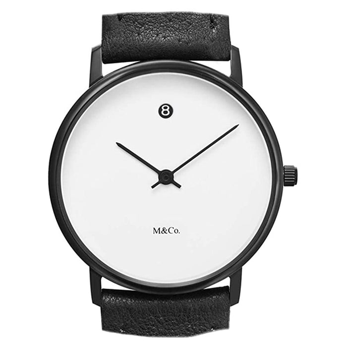 Project Mens M&Co Date Black Dial Leather Band Watch - PJT-7409