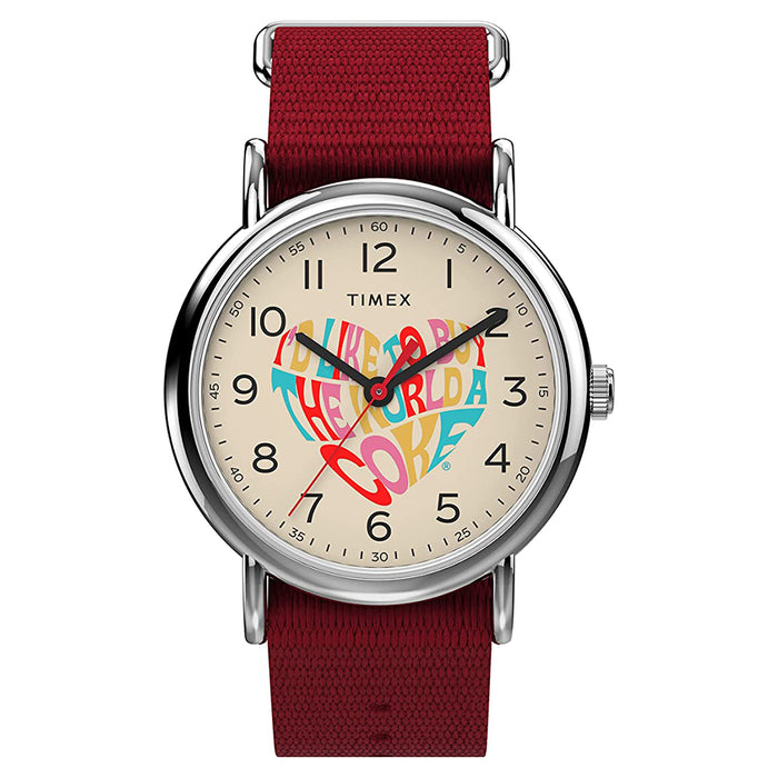 Timex Men's White Dial Red Nylon Band Quartz Watch - 2V29900