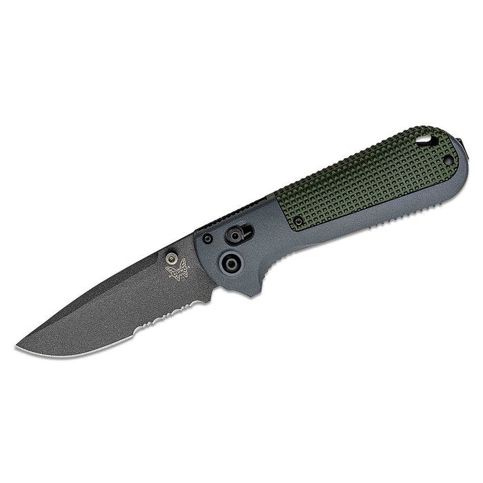 Benchmade Gray and Green Grivory Handles CPM-D2 Graphite Black Combo Blade AXIS Folding Knife - BM-430SBK
