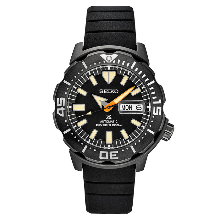 SEIKO Mens Prospex Automatic Dive Black Dial Ion Plated Case Rubber Dive Strap Watch - SRPH13