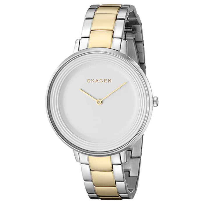 Skagen Womens Ditte White Dial Golden Two Tone Silver Band Stainless steel Watch - SKW2339