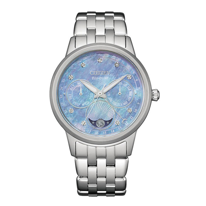 Citizen Womens Calendrier Diamond Mother-of-Pearl Dial Stainless Case Bracelet Watch - FD0000-52N
