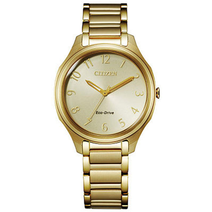 Citizen Womens Eco-Drive Gold-Tone Stainless Steel Bracelet Watch - EM0752-54P
