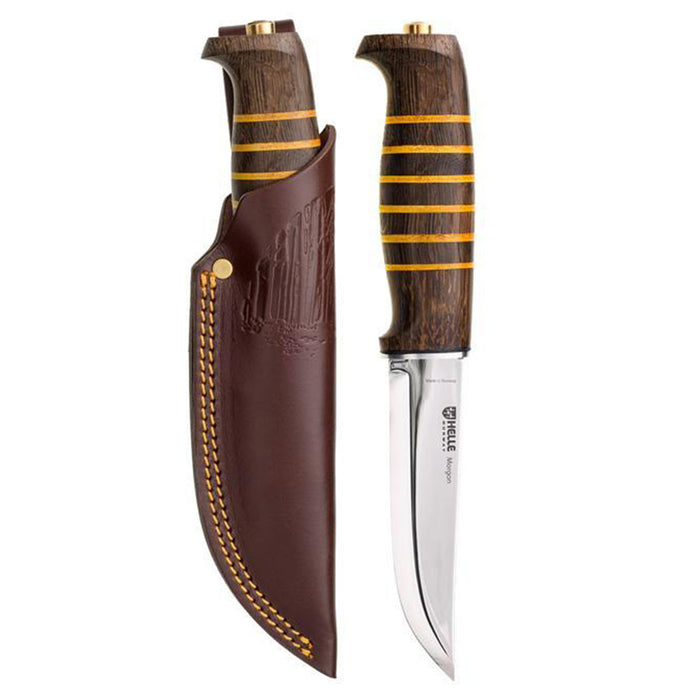 Helle Dark Oak Dyed Leather Handle Triple Laminated Stainless Steel Blade Knife - HELLE672
