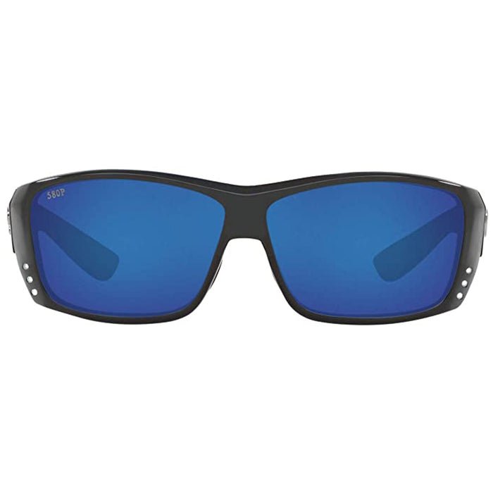 Costa Del Mar Mens Cat Cay Matte Black Grey Blue Mirrored Polarized Sunglasses - AT11OBMP