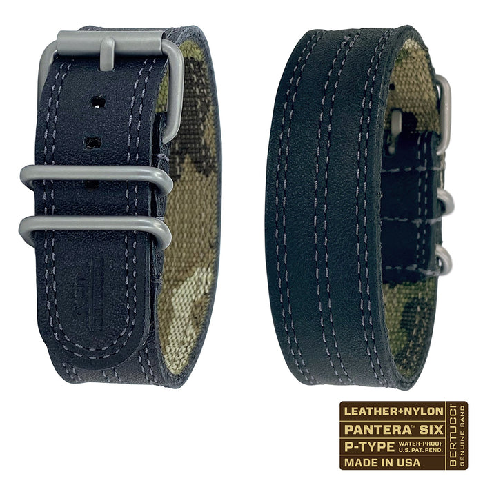 Bertucci Mens #325P Obsidian Black Gray Stitch Watch Band - B-325P