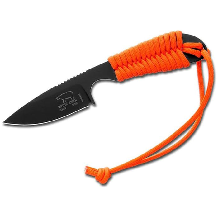 White River Orange Paracord Handle Black Backpacker Ionbond Fixed Blade Knife - WRM1-POR-CBI