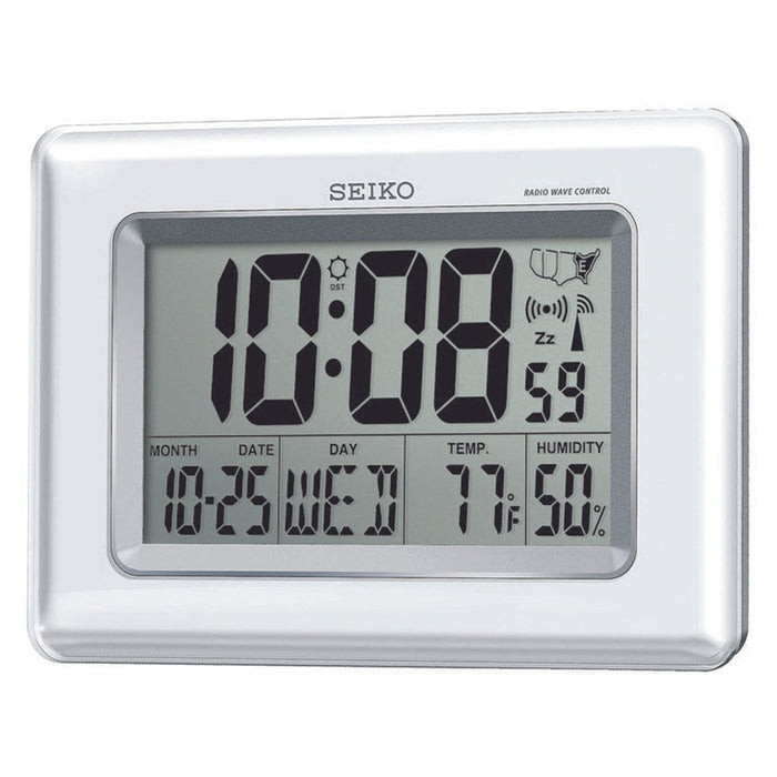 Seiko Advanced Technology Digital Plastic Clock - Black Hands - Silver Dial - QHR020WLH