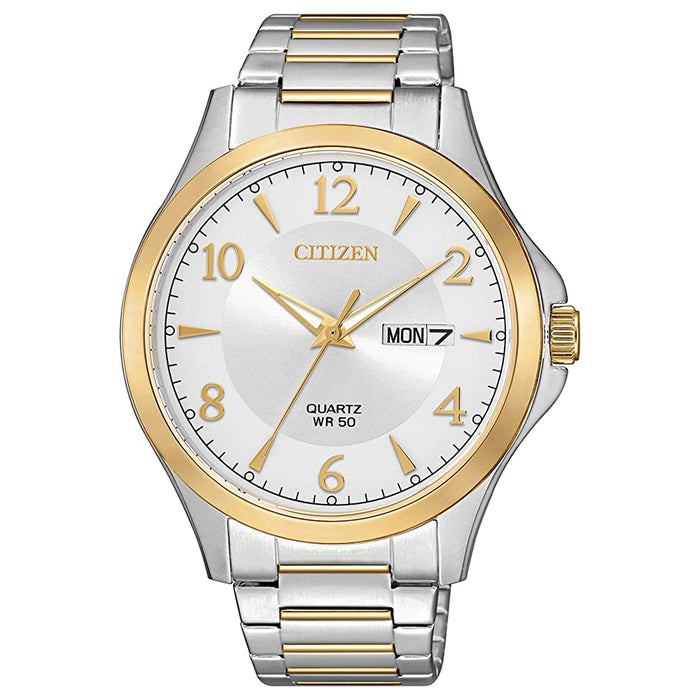 Citizen Mens Quartz Silver Dial Two Tone Band Stainless Steel Strap Watch - BF2005-54A