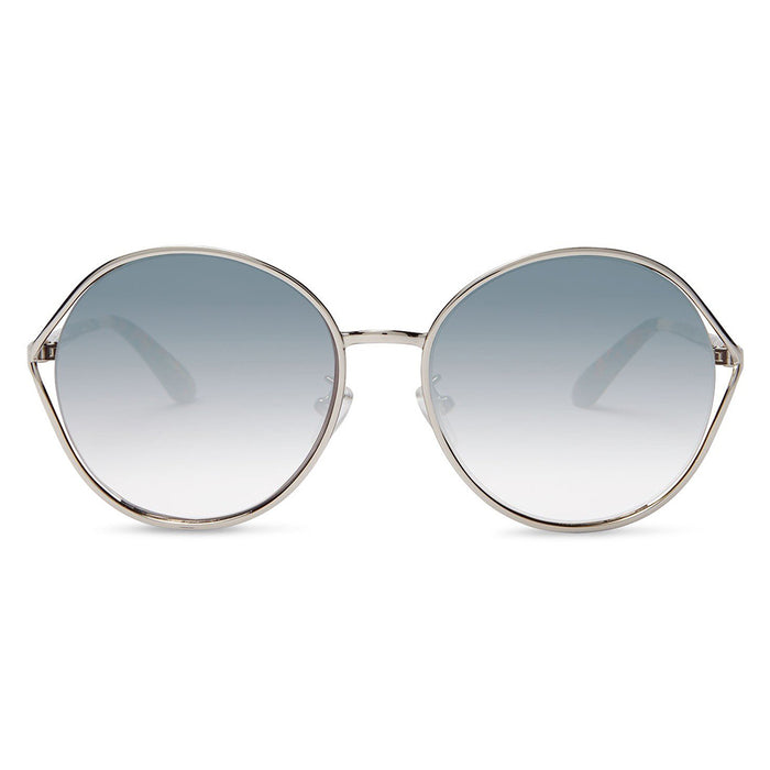 Toms Blythe Shiny Silver Frame Blue Lens Sunglasses - 10008611