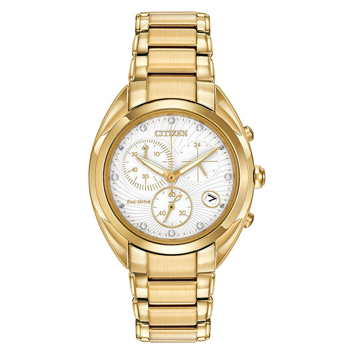 Citizen Eco-Drive Womens Celestial Stainless Steel Case and Bracelet White Dial Gold Watch - FB1392-58A