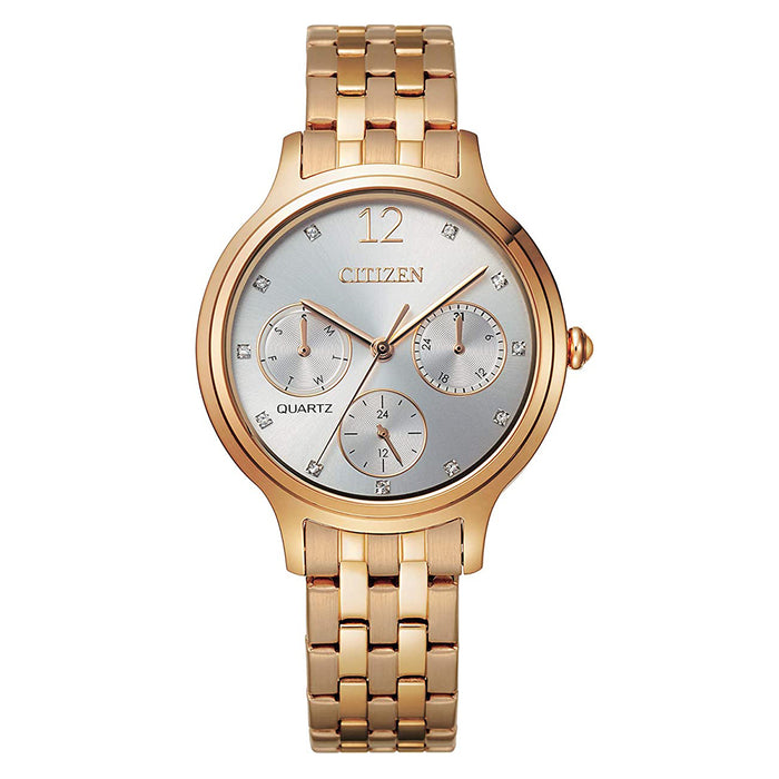 Citizen Womens Quartz Stainless Steel Strap Rose Gold Band Casual Watch - ED8183-54A