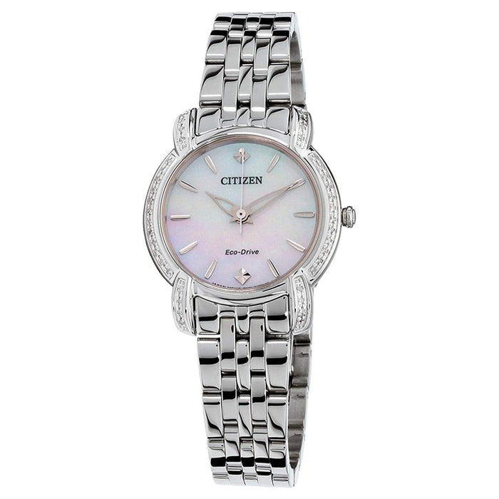 Citizen Womens Jolie Eco-Drive Mother of Pearl Dial Silver Band Watch - EM0690-50D