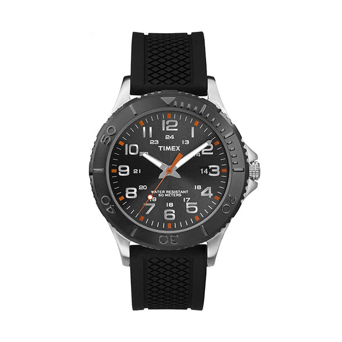 Timex Mens Taft Street Quartz Round Black Dial Silicone Strap Analog Watch - TW2P87200