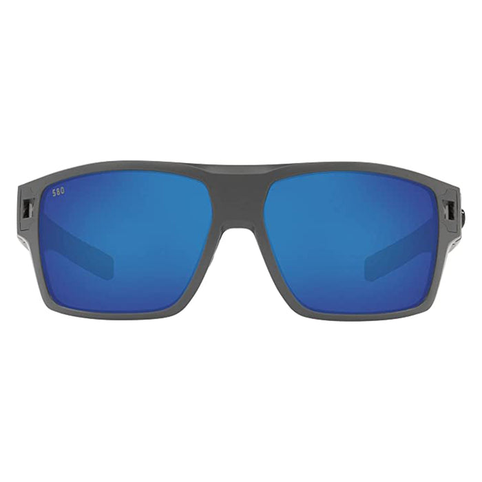 Costa Del Mar Men's Matte Grey Frame Blue Mirror Lens Polarized Diego Rectangular Sunglasses - DG098OBMGLP
