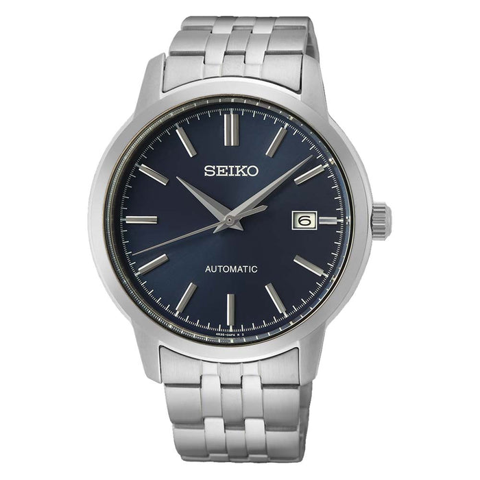 Seiko Men's Blue Dial Silver Stainless Steel Band Automatic Watch - SRPH87