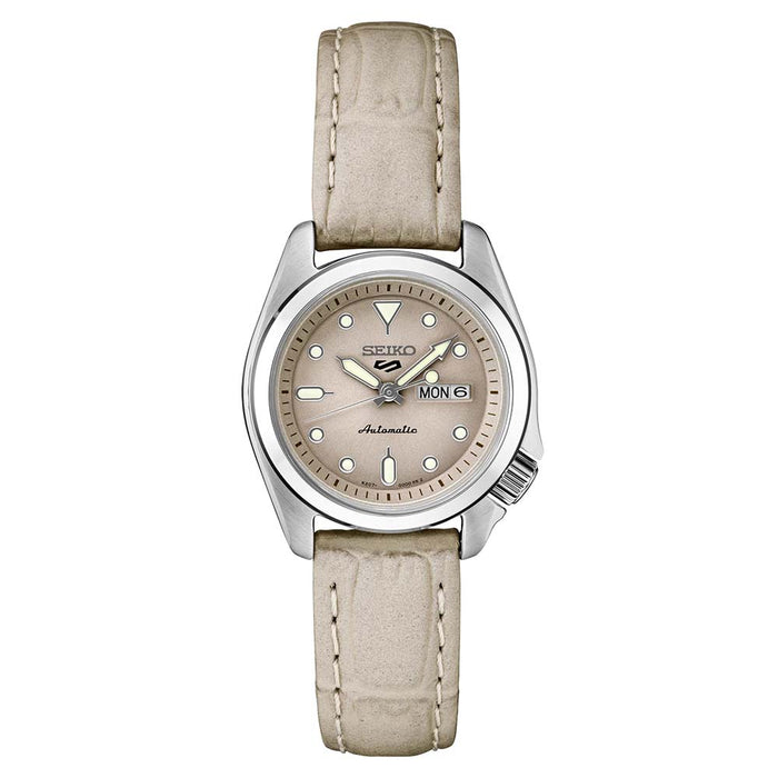 Seiko Men's Sand Beige Dial Beige Leather Band Automatic Watch - SRE005