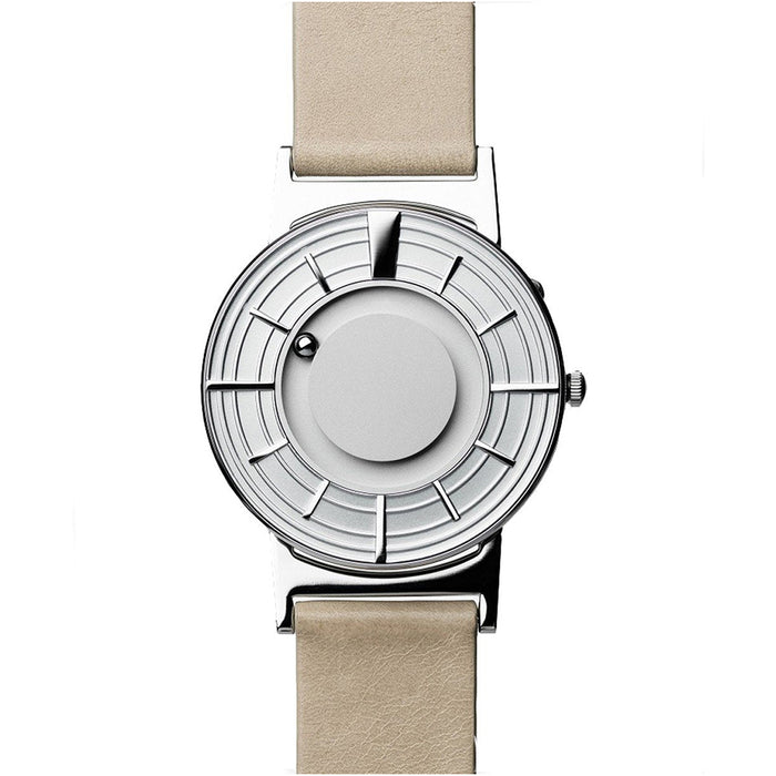 Eone Unisex Bradley Edge Silver Stainless Steel Case Tan Leather Band Silver Dial Watch - BR-EDGE-SV