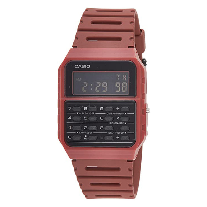 Casio Unisex Red Plastic Band Digital Quartz Watch - CA-53WF-4BDF