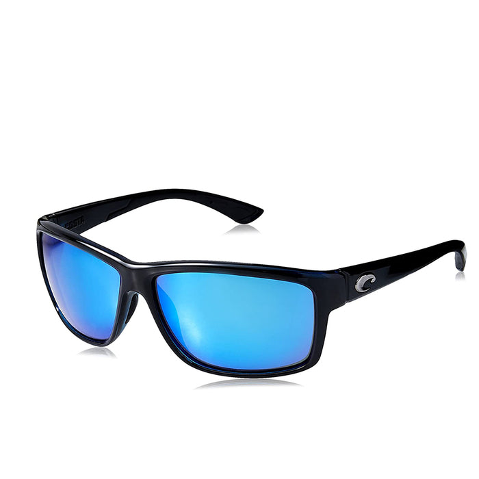 Costa Del Mar Mens Mag Bay Shiny Black Frame Grey Blue Mirror Polarized-580g Lens Sunglasses - AA11OBMGLP