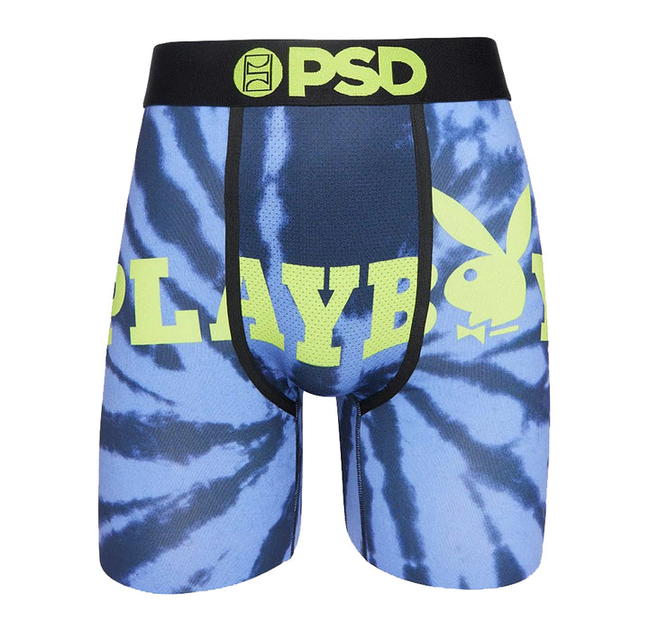 PSD Men's Black Playboy Tie Dye Logo Boxer Briefs Underwear - 122180047-BLK