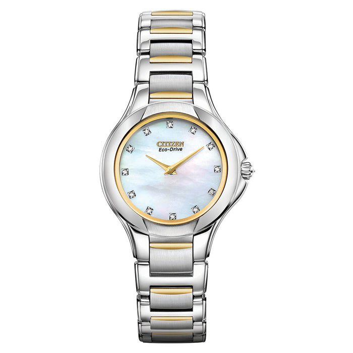 Citizen Eco-Drive Womens Stainless Steel Case and Bracelet Fiore MOP Dial Two-tone Watch - EX1184-51D